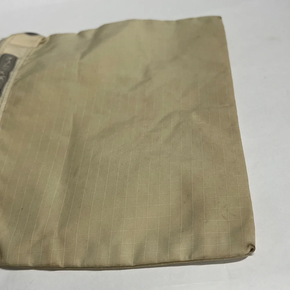 Vintage LeSportsac Bag Tan With White Logo Nylon Made In USA Zipper Pouch